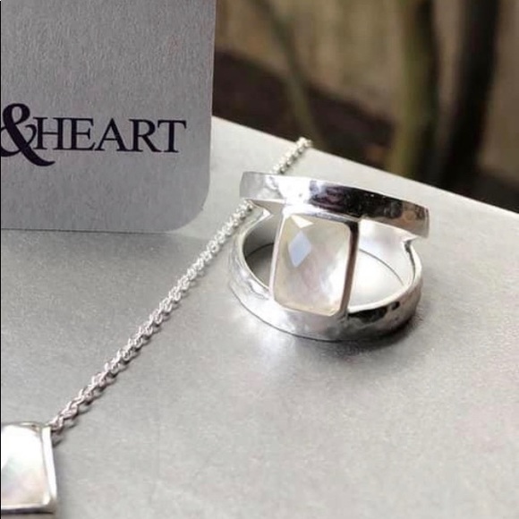 Grace & Heart Sterling Silver/ Mother of Pearl Ring Size 10 New - Picture 2 of 7
